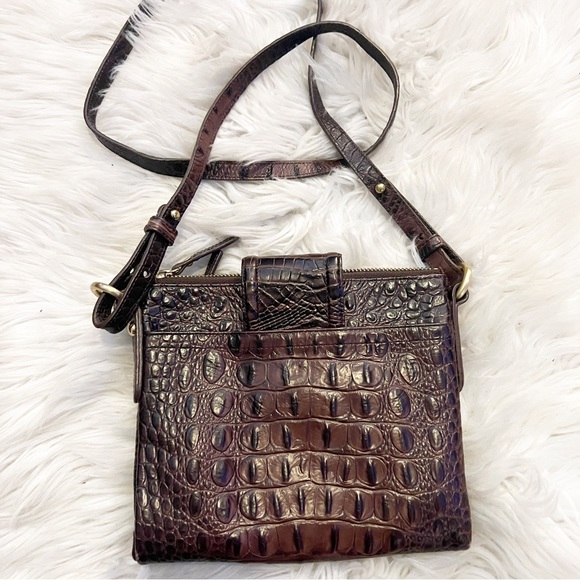 Brahmin Melbourne Mojito Brown Croc Crossbody Bag - Picture 3 of 9